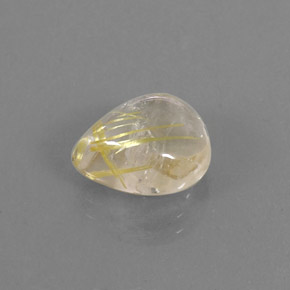 4.61 ct Yellow Rutile Quartz Gemstone, Rutile Quartz Gem in Pear Cabochon Shape for Sale.