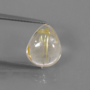4.61 ct Yellow Rutile Quartz Stone, Natural Rutile Quartz in Pear Cabochon Shape for Sale