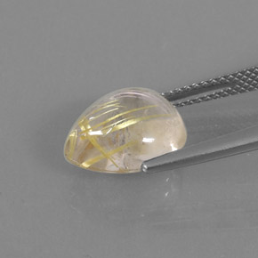 Rutile Quartz Gemstone in 11.8 x 9.6 mm Size for Sale, Rutile Quartz Stone in Colorless Golden Color