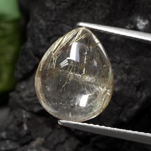 Amarillo claro Cuarzo Rutilado Gema - 6.6ct Cabujón Pera (ID: 306206)