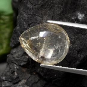 6.56 ct Yellow Rutile Quartz Stone, Natural Rutile Quartz in Pear Cabochon Shape for Sale