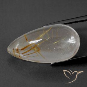 12.63ct Natural Very Light Golden-Brown Rutile Quartz, Pear Shape, Transparent
