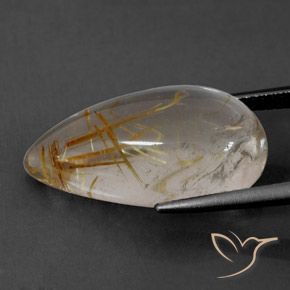 Rutile Quartz Gemstone in 21.6 x 10.9 mm Size for Sale, Rutile Quartz Stone in Very Light Golden-Brown Color