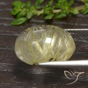 Rutile Quartz Gemstone in 15 x 11.5 mm Size for Sale, Rutile Quartz Stone in Very Light Golden-Brown Color