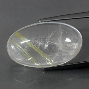 12.47 ct Yellow Rutile Quartz Gemstone, Rutile Quartz Gem in Oval Cabochon Shape for Sale.