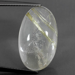 12.47 ct Yellow Rutile Quartz Stone, Natural Rutile Quartz in Oval Cabochon Shape for Sale