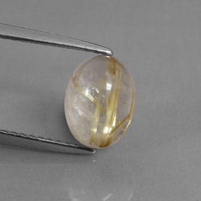 1.75 ct Yellow Rutile Quartz Stone, Natural Rutile Quartz in Oval Cabochon Shape for Sale