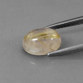 Rutile Quartz Gemstone in 8.6 x 6.5 mm Size for Sale, Rutile Quartz Stone in Colorless Golden Color