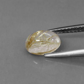 Rutile Quartz Gemstone in 8 x 6 mm (calibrated) Size for Sale, Rutile Quartz Stone in Colorless Golden Color
