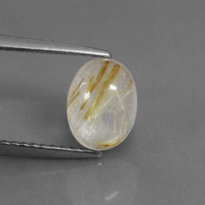 1.51 ct Yellow Rutile Quartz Stone, Natural Rutile Quartz in Oval Cabochon Shape for Sale