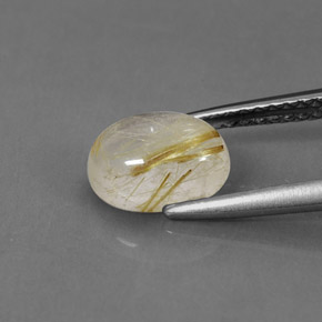 Rutile Quartz Gemstone in 8 x 6 mm (calibrated) Size for Sale, Rutile Quartz Stone in Colorless Golden Color