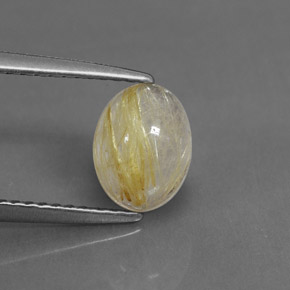 1.30 ct Yellow Rutile Quartz Gemstone, Rutile Quartz Gem in Oval Cabochon Shape for Sale.