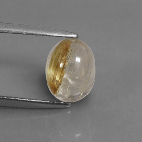 1.77 ct Yellow Rutile Quartz Gemstone, Rutile Quartz Gem in Oval Cabochon Shape for Sale.