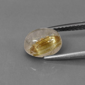 Rutile Quartz Gemstone in 8.4 x 6.6 mm Size for Sale, Rutile Quartz Stone in Colorless Golden Color
