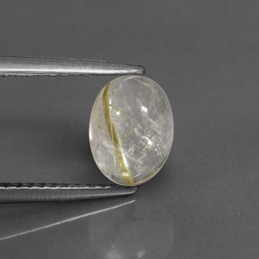 1.48 ct Yellow Rutile Quartz Gemstone, Rutile Quartz Gem in Oval Cabochon Shape for Sale.