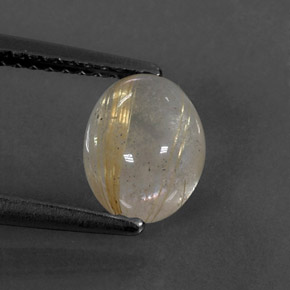 1.59 ct Yellow Rutile Quartz Stone, Natural Rutile Quartz in Oval Cabochon Shape for Sale