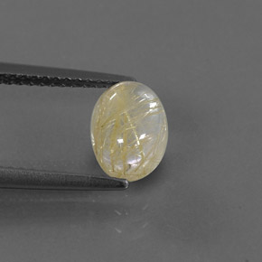 1.51 ct Yellow Rutile Quartz Stone, Natural Rutile Quartz in Oval Cabochon Shape for Sale