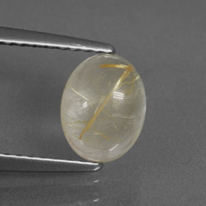 1.49 ct Yellow Rutile Quartz Gemstone, Rutile Quartz Gem in Oval Cabochon Shape for Sale.