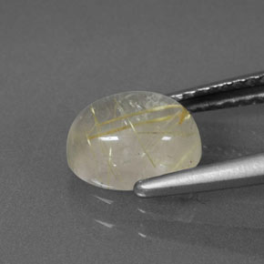 Rutile Quartz Gemstone in 8 x 6 mm (calibrated) Size for Sale, Rutile Quartz Stone in Colorless Golden Color