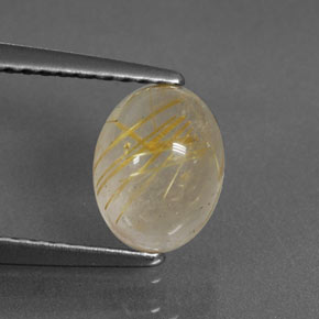 1.53 ct Yellow Rutile Quartz Gemstone, Rutile Quartz Gem in Oval Cabochon Shape for Sale.