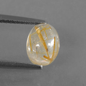 1.48 ct Yellow Rutile Quartz Gemstone, Rutile Quartz Gem in Oval Cabochon Shape for Sale.