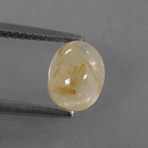 1.32 ct Yellow Rutile Quartz Gemstone, Rutile Quartz Gem in Oval Cabochon Shape for Sale.