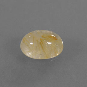 1.32 ct Yellow Rutile Quartz Stone, Natural Rutile Quartz in Oval Cabochon Shape for Sale