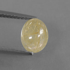 1.60 ct Yellow Rutile Quartz Gemstone, Rutile Quartz Gem in Oval Cabochon Shape for Sale.