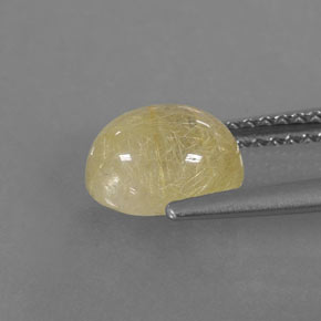 Rutile Quartz Gemstone in 8 x 6.3 mm Size for Sale, Rutile Quartz Stone in Colorless Golden Color