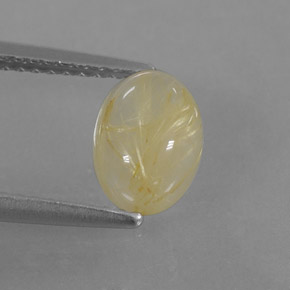 1.57 ct Yellow Rutile Quartz Gemstone, Rutile Quartz Gem in Oval Cabochon Shape for Sale.