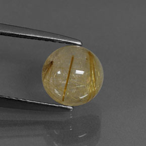 1.71 ct Yellow Rutile Quartz Gemstone, Rutile Quartz Gem in Round Cabochon Shape for Sale.