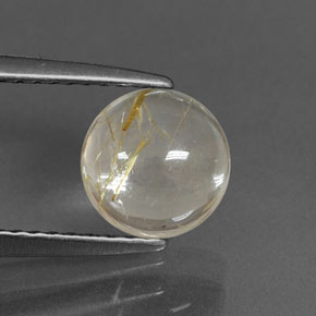 1.53 ct Yellow Rutile Quartz Gemstone, Rutile Quartz Gem in Round Cabochon Shape for Sale.