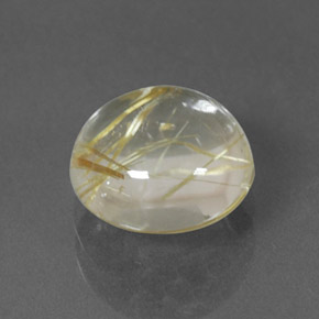 2.11 ct Yellow Rutile Quartz Stone, Natural Rutile Quartz in Round Cabochon Shape for Sale