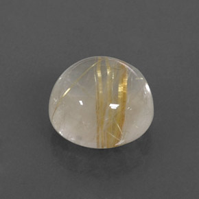 2.41 ct Yellow Rutile Quartz Stone, Natural Rutile Quartz in Round Cabochon Shape for Sale