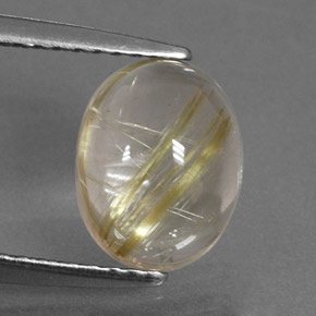 2.29 ct Yellow Rutile Quartz Gemstone, Rutile Quartz Gem in Oval Cabochon Shape for Sale.