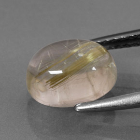 Rutile Quartz Gemstone in 9 x 7 mm (calibrated) Size for Sale, Rutile Quartz Stone in Colorless Golden Color