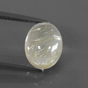 2.45 ct Yellow Rutile Quartz Gemstone, Rutile Quartz Gem in Oval Cabochon Shape for Sale.