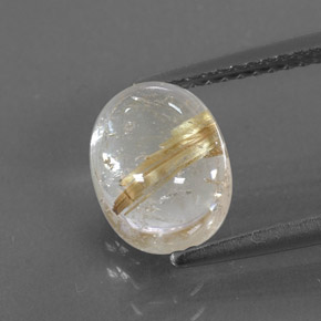 2.72 ct Yellow Rutile Quartz Gemstone, Rutile Quartz Gem in Oval Cabochon Shape for Sale.