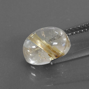 Rutile Quartz Gemstone in 9 x 7 mm (calibrated) Size for Sale, Rutile Quartz Stone in Colorless Golden Color