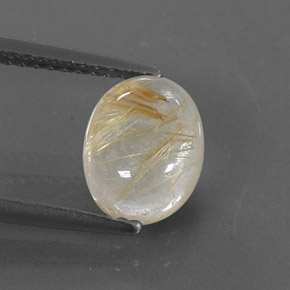 1.97 ct Yellow Rutile Quartz Gemstone, Rutile Quartz Gem in Oval Cabochon Shape for Sale.