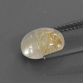 Rutile Quartz Gemstone in 9 x 7 mm (calibrated) Size for Sale, Rutile Quartz Stone in Colorless Golden Color