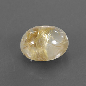 2.29 ct Yellow Rutile Quartz Stone, Natural Rutile Quartz in Oval Cabochon Shape for Sale