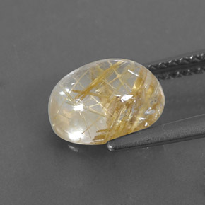 Rutile Quartz Gemstone in 9 x 7 mm (calibrated) Size for Sale, Rutile Quartz Stone in Colorless Golden Color