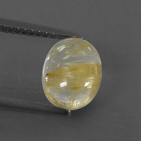 1.65 ct Yellow Rutile Quartz Gemstone, Rutile Quartz Gem in Oval Cabochon Shape for Sale.