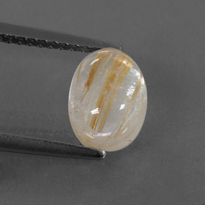 2.09 ct Yellow Rutile Quartz Gemstone, Rutile Quartz Gem in Oval Cabochon Shape for Sale.