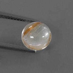 2.28 ct Yellow Rutile Quartz Gemstone, Rutile Quartz Gem in Round Cabochon Shape for Sale.