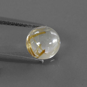 1.61 ct Yellow Rutile Quartz Gemstone, Rutile Quartz Gem in Round Cabochon Shape for Sale.
