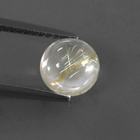 1.43 ct Yellow Rutile Quartz Gemstone, Rutile Quartz Gem in Round Cabochon Shape for Sale.