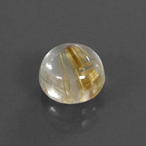 1.82 ct Yellow Rutile Quartz Stone, Natural Rutile Quartz in Round Cabochon Shape for Sale