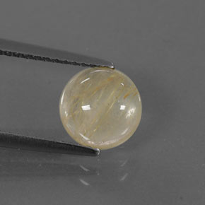 1.80 ct Yellow Rutile Quartz Gemstone, Rutile Quartz Gem in Round Cabochon Shape for Sale.